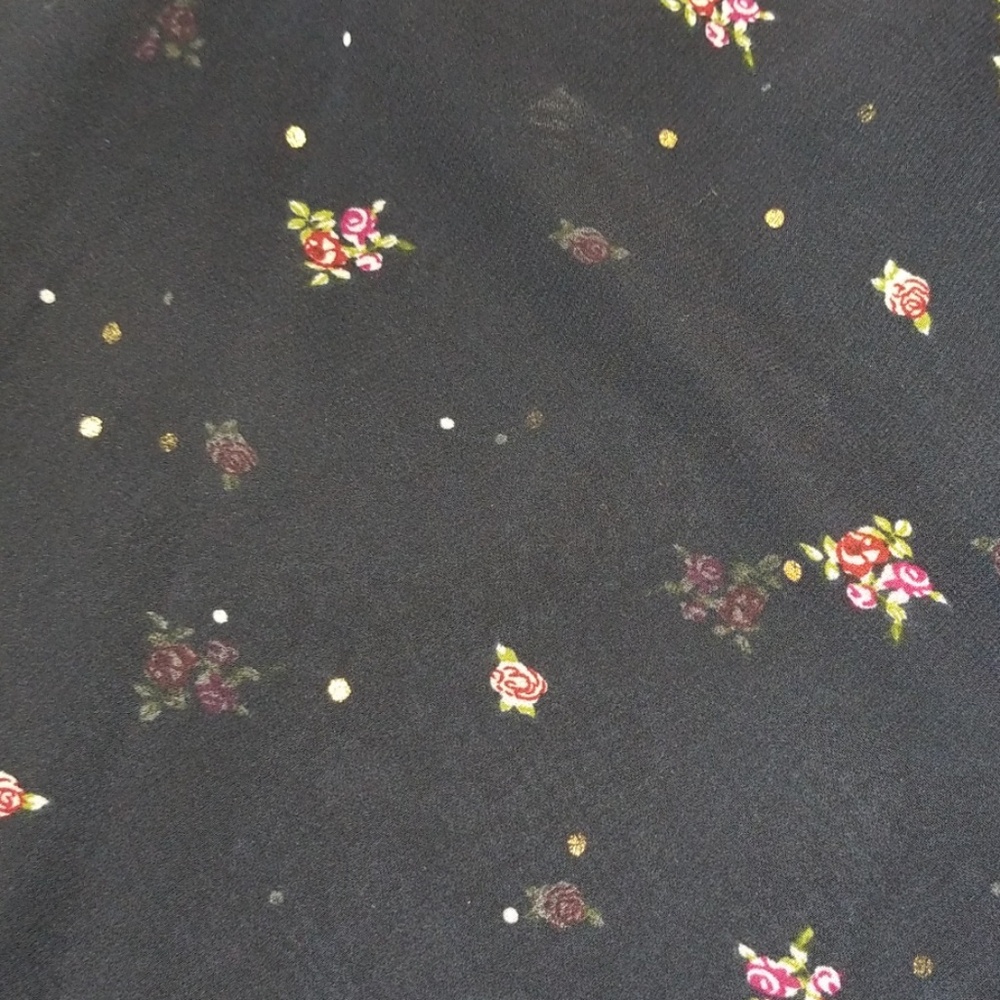 Cabi Navy Blue Floral Print & Gold Polka Dots Camisole Tank Women's Size S - Picture 3 of 5